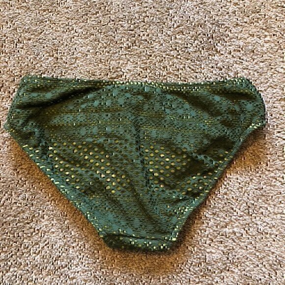 NEW NWT ANNE COLE LOCKER Olive Lime Green Crochet Mesh Bikini Swim Bottom Small - Picture 7 of 7